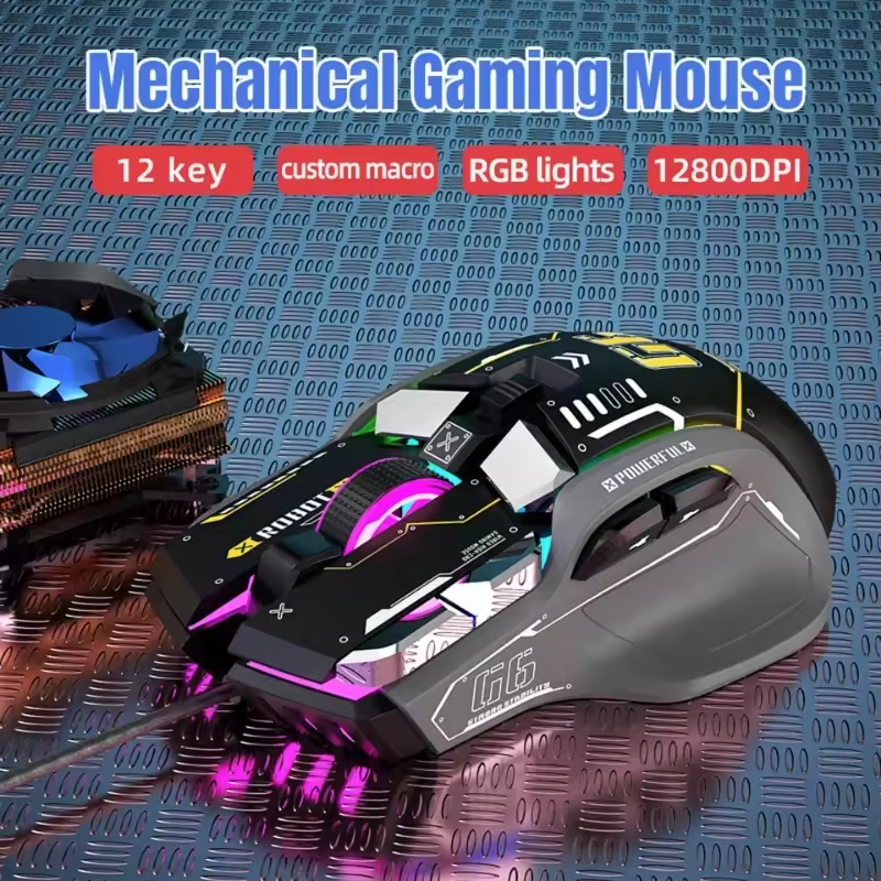 12800 DPI 10D RGB Wired Gaming Mouse